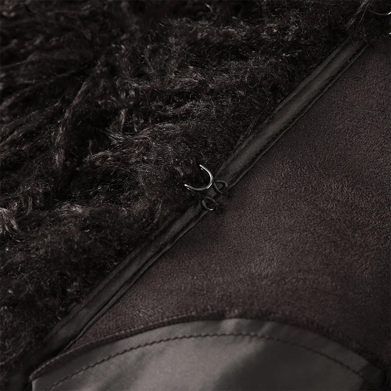 Vintage Women's Fur Coat Elegant Open Collar Thicken Full Sleeve Jacket With Furs Female 2025 New Autumn Winter Woman Clothes