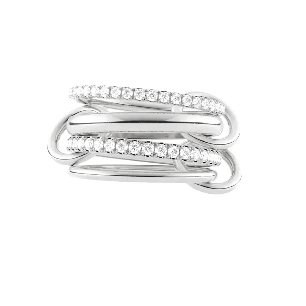 Gold Tone Pink Zircon Stacking Band Rings for Women