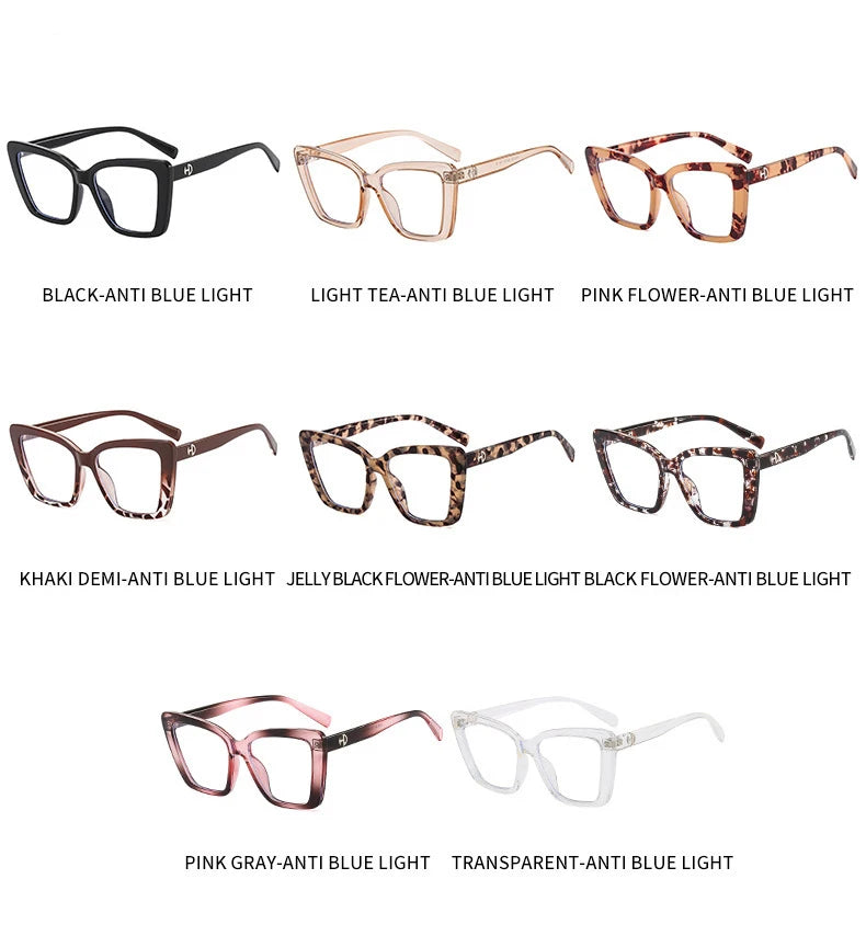 Vintage Black Floral Square Reading Glasses With Blue Light Filter for Women