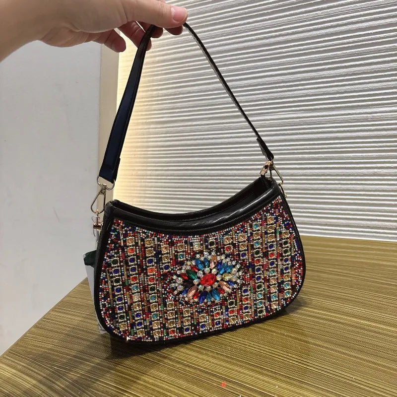 Dinner Women's Bag Luxury Brand Diamond-encrusted Glittering Dinner Party Women's Handbag Fashion Diamond-encrusted Shoulder Bag