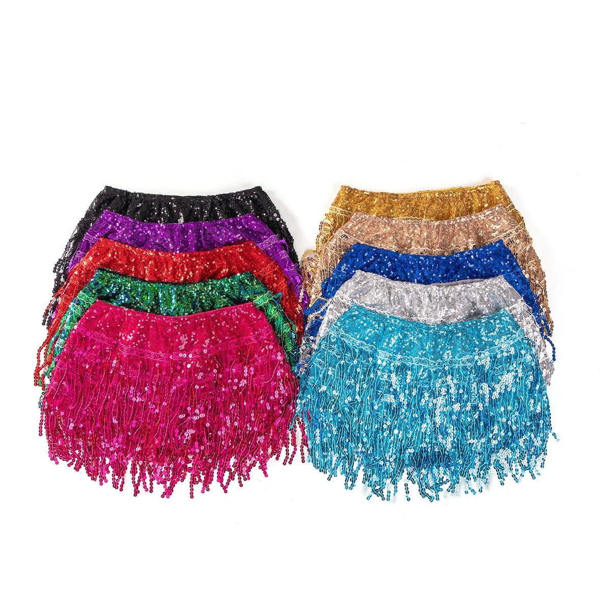 High Waisted Sequined Fringe Skort Shorts for Women