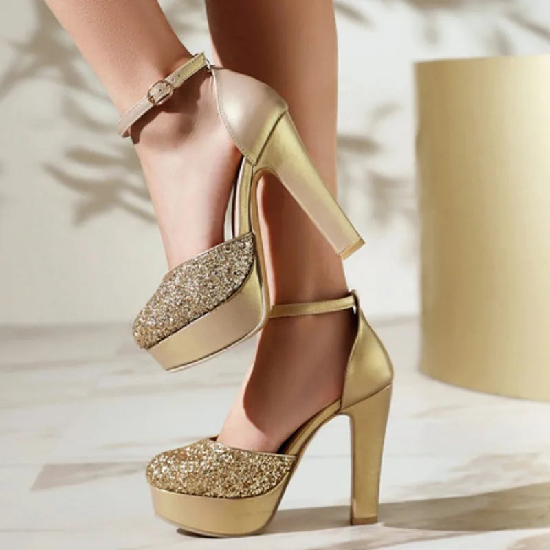 Luxe Sequin Closed Toe Evening Sandals
