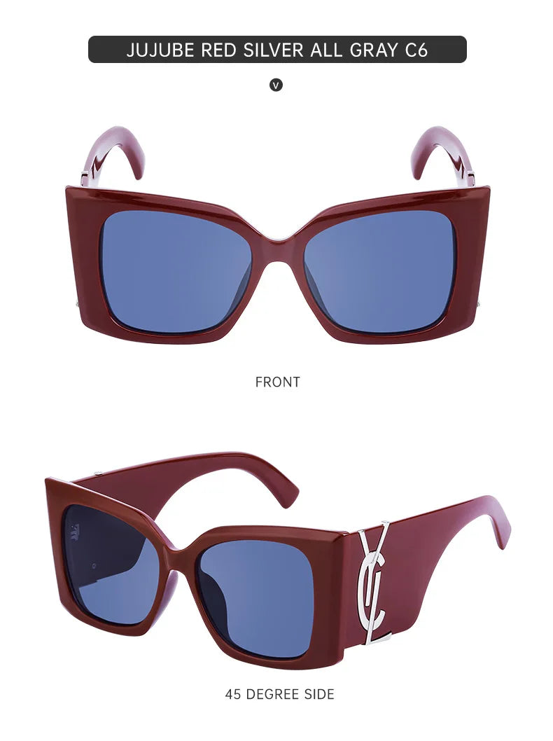 Retro Gold Gradient Square Frame Sunglasses for Women