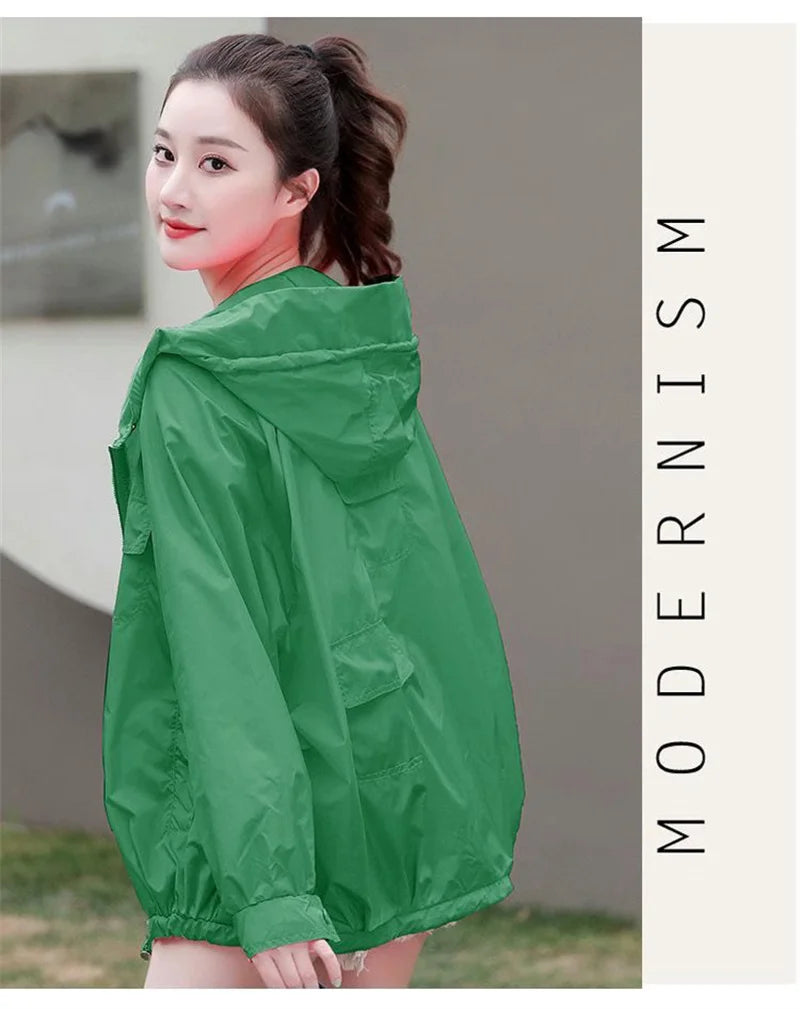 Casual Loose Fit Breathable Hooded Jacket for Women