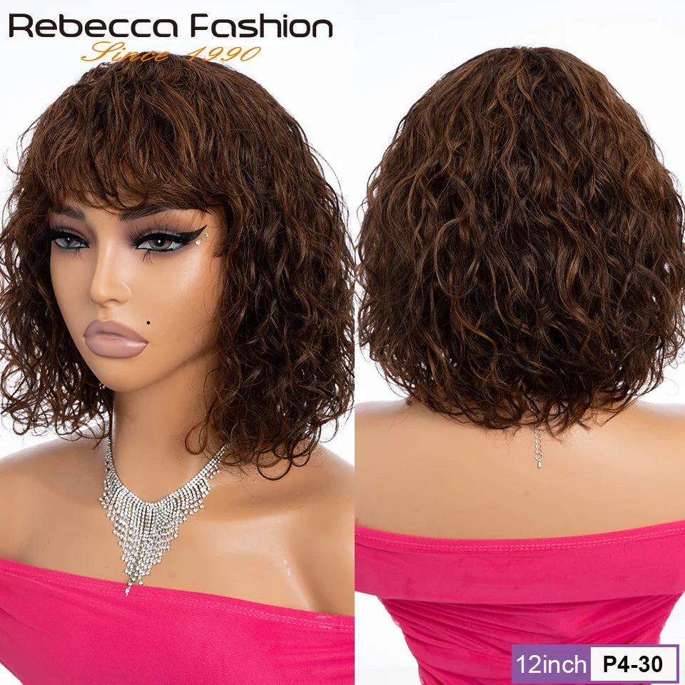 Natural Short Curly Glueless Human Hair Bob Wig for Women