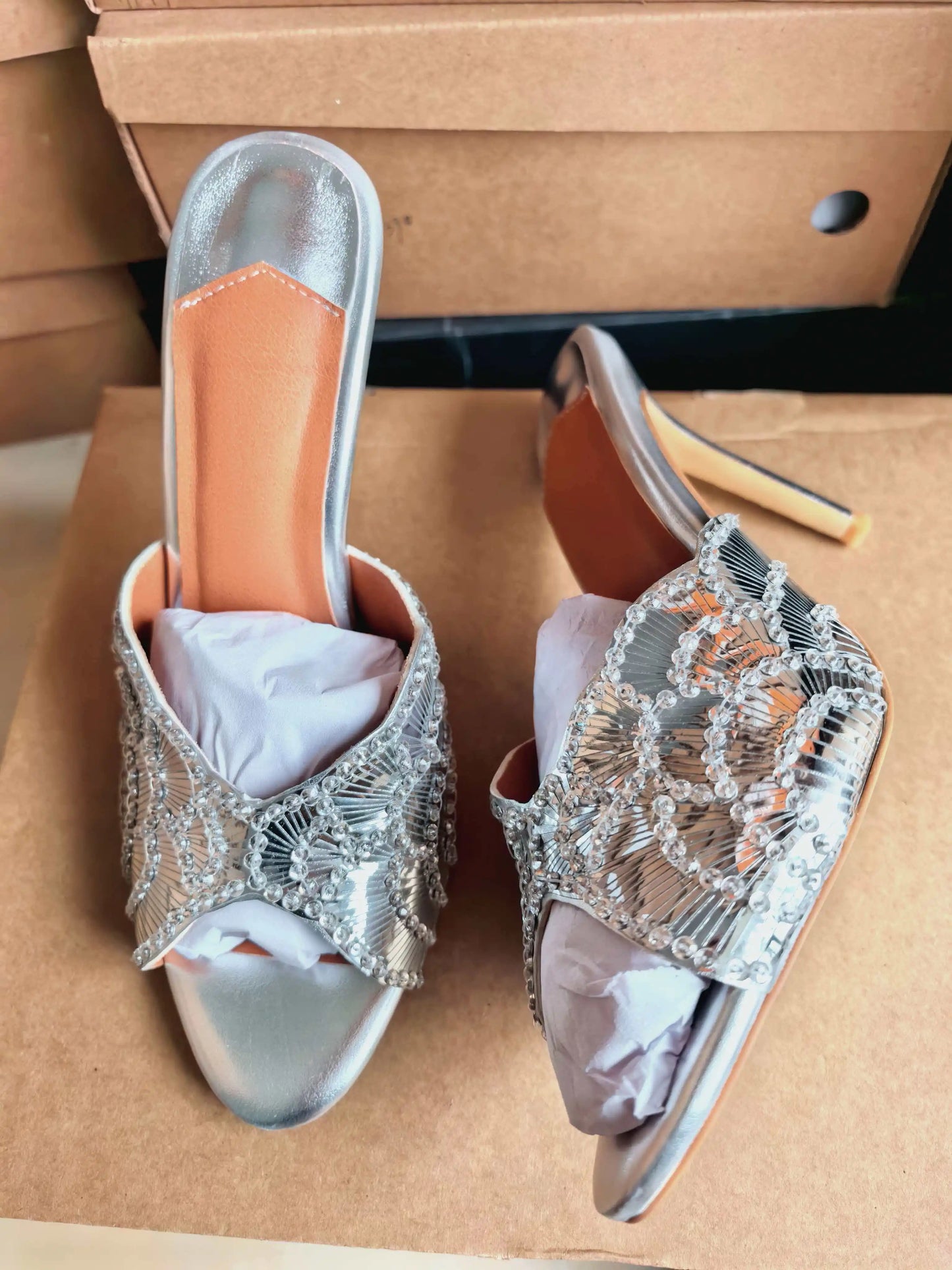 Luxurious Sparkling Fish Mouth Strap Sandals for Women