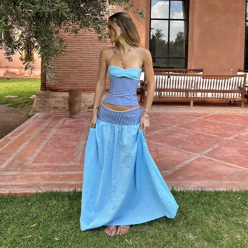 Elegant Backless Sleeveless Two Piece Set For Women