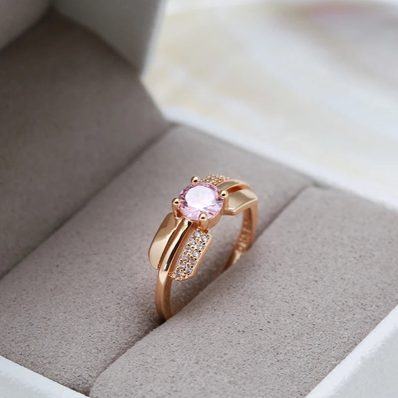 Pink Princess Cut Zircon Ring
