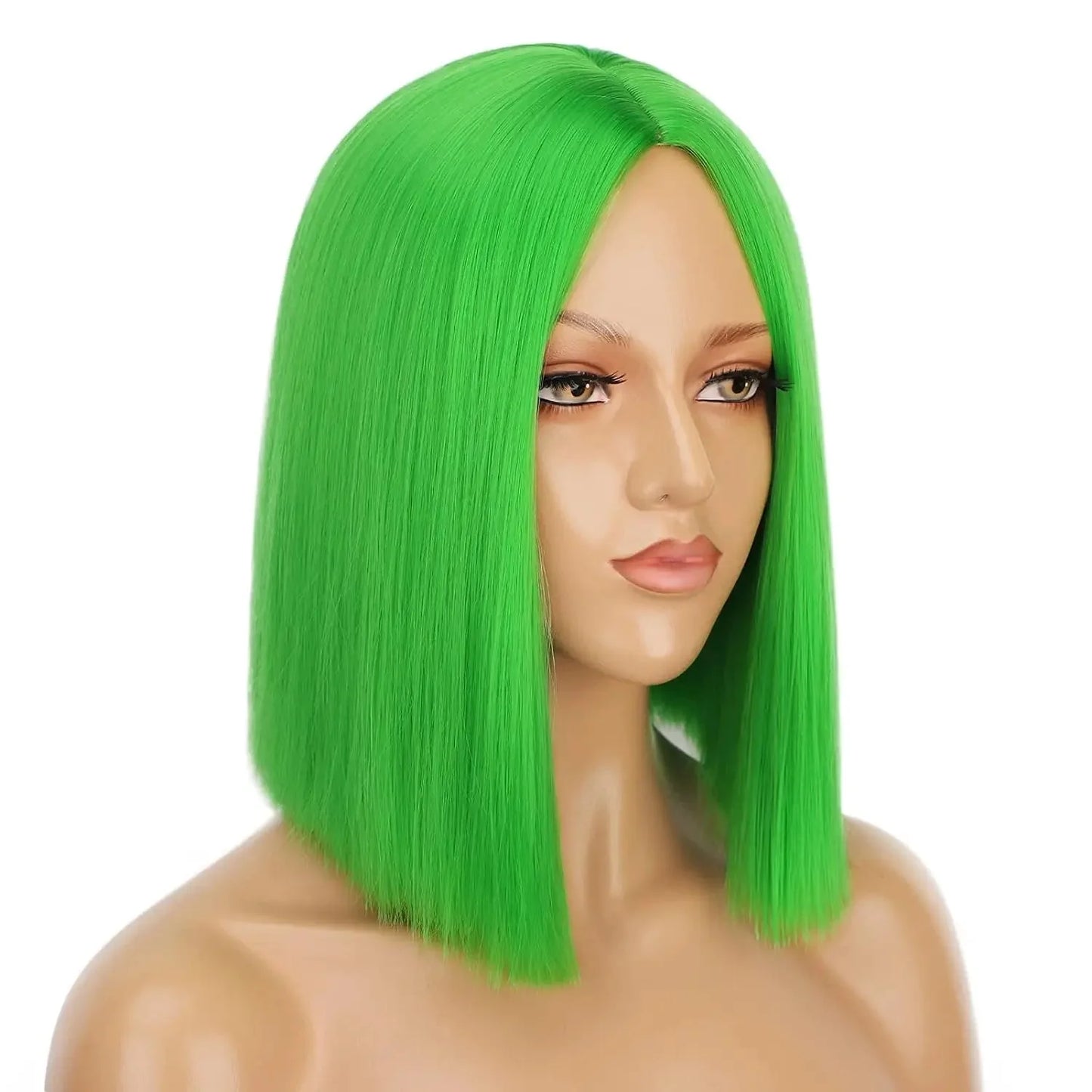 Green Synthetic Bob Wig for Women Heat Resistant Fiber