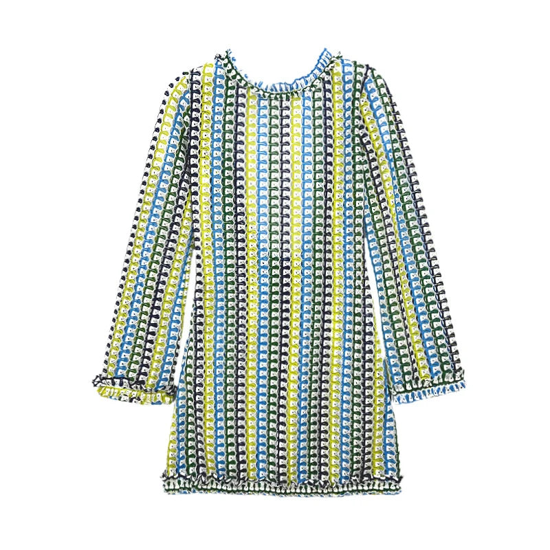 Sexy Backless Flare Sleeve Lace Knit Cut Out Party Beach Maxi Dress 2025 Summer Women Vacation Beachwear Swimsuit Cover Up A2815