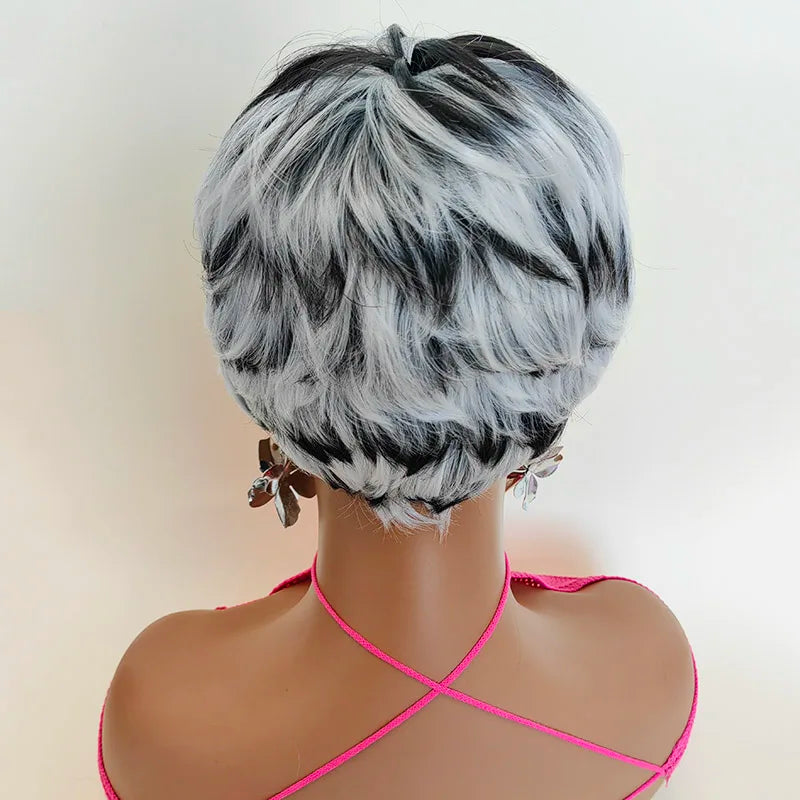 Heat Resistant Soft Pixie Cut Wig With Bangs For Women