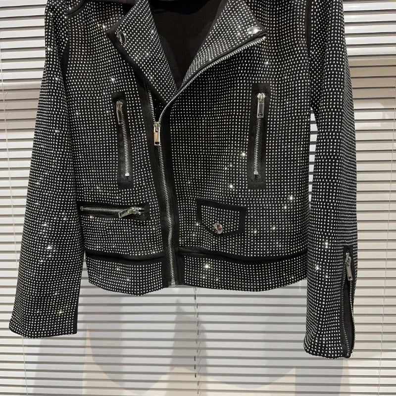 Sequined Embellished Zip Front Bomber Jacket For Women