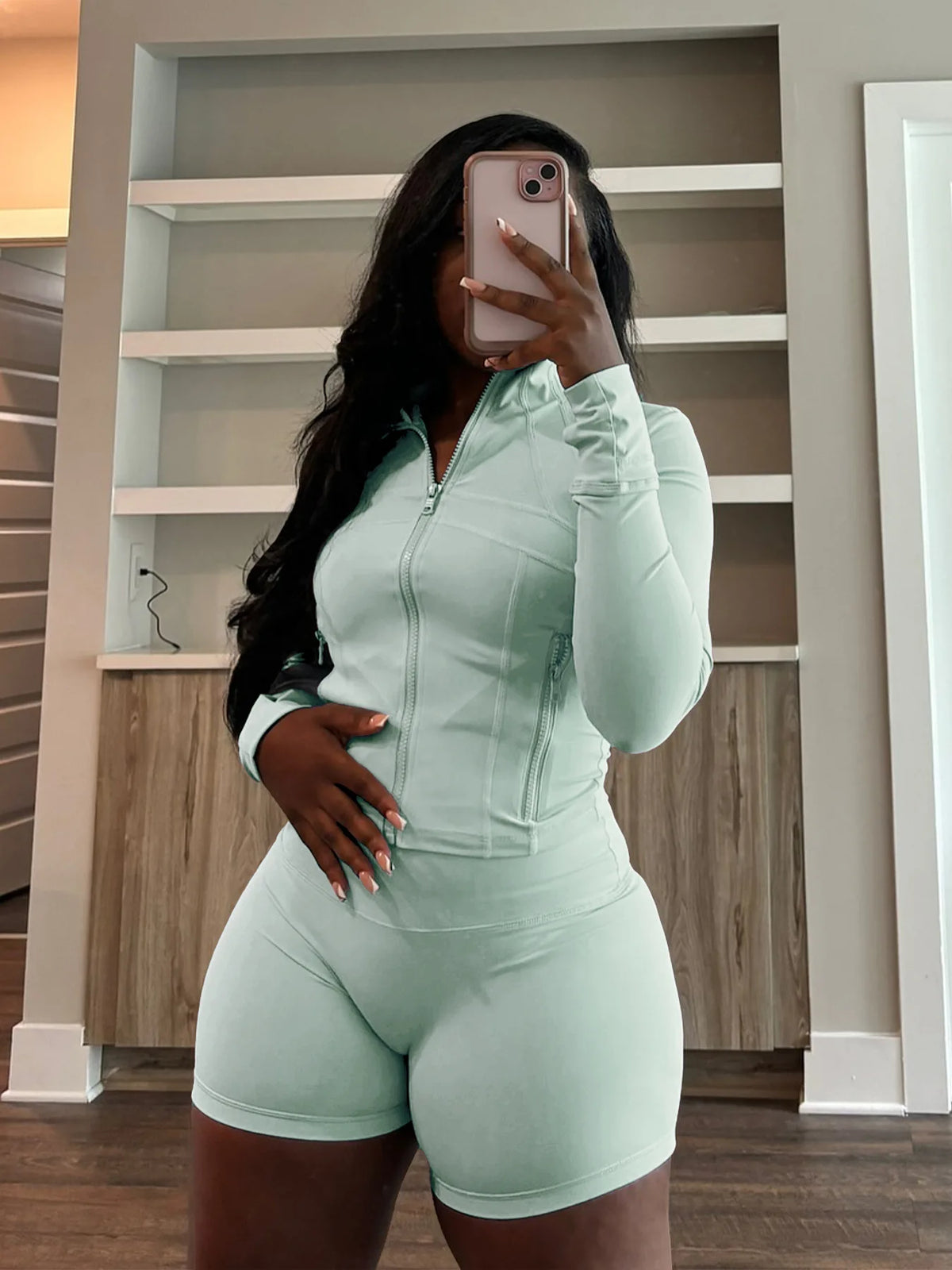 Slim Fit Sporty Two Piece Shorts Matching Set for Women