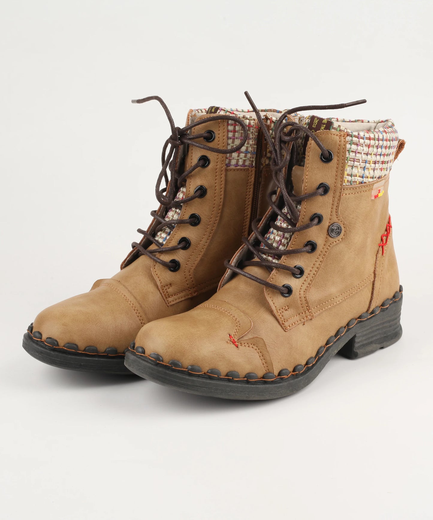 Genuine Leather Patchwork Ankle Boots