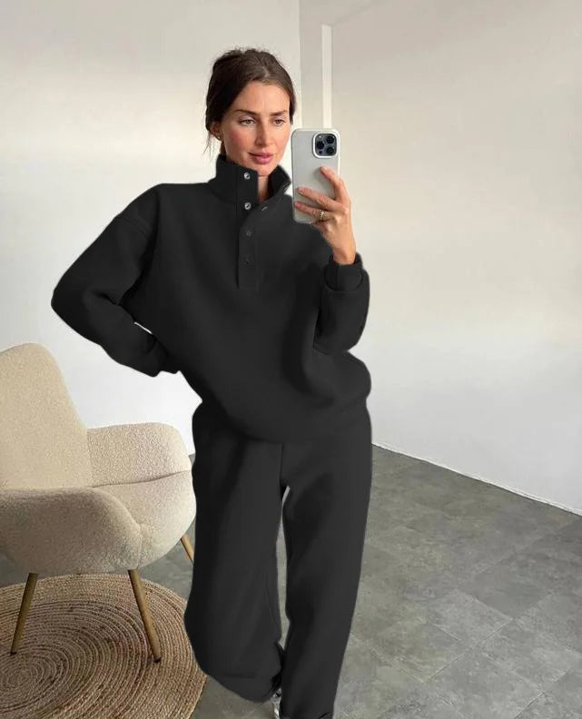 Oversized Warm Casual Hoodie and Long Pants Set for Women