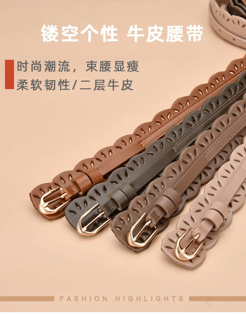 Soft Wide Hollow Out Leather Wraparound Belt for Women