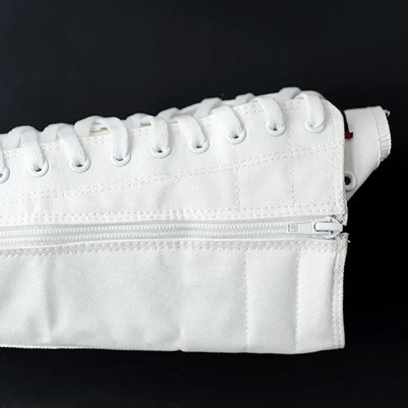 Casual Lace-Up Canvas Mid-Calf Flat Boots for Women