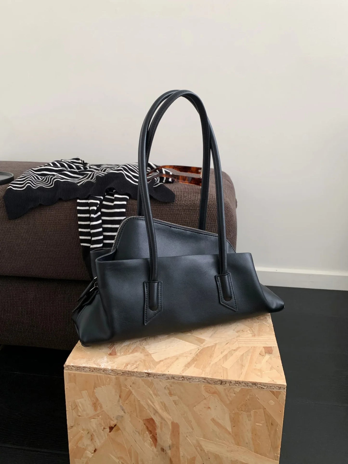 Retro Crocodile Pattern Large Capacity Tote Bag Design Women's Pleated  Leather Shoulder Bag Female Daily Commuter Bag 2025