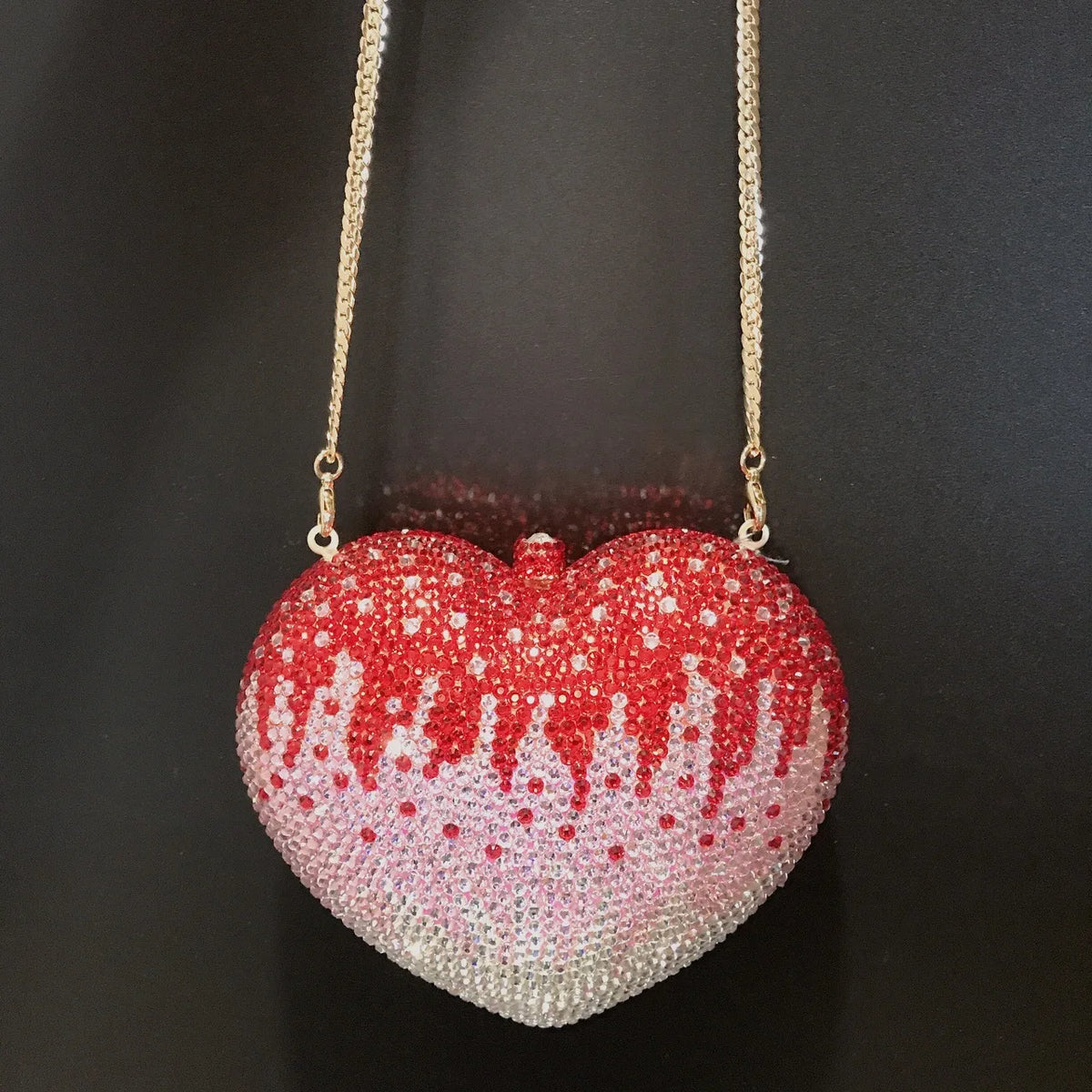 Rhinestone Heart Shaped Evening Clutch Handbag for Women