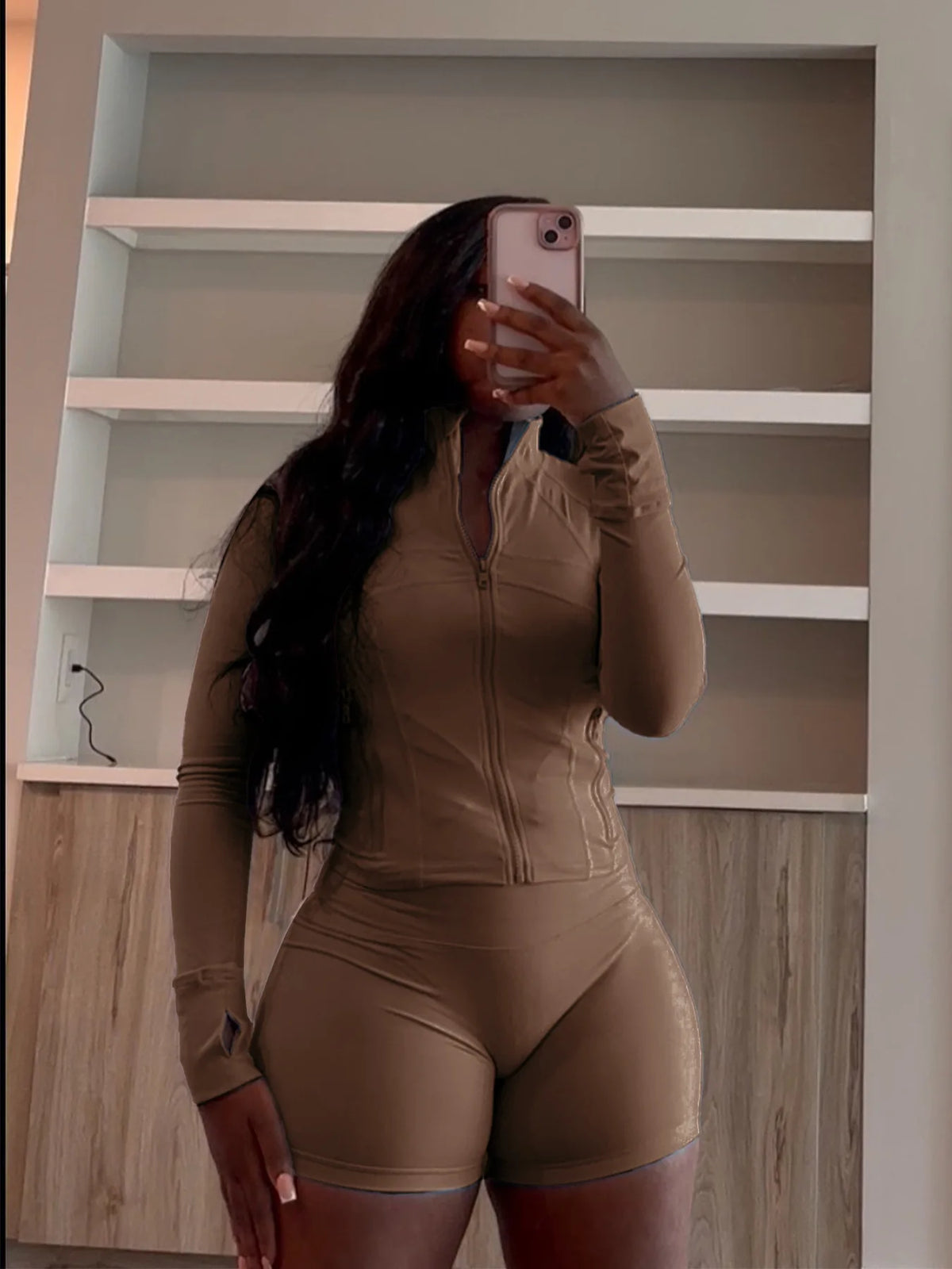 Slim Fit Sporty Two Piece Shorts Matching Set for Women