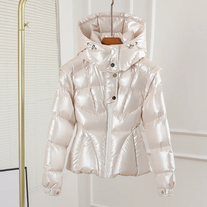 Glossy Hooded Down Jacket