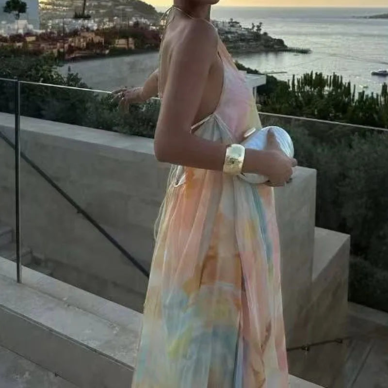 Bohemian Backless Printed Elegant Maxi Dress for Women