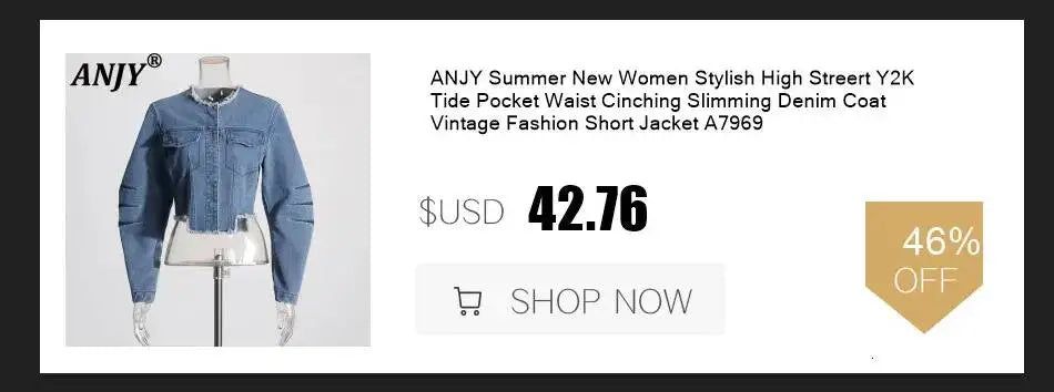 ANJY Autumn New Women Fashion Unique Lace- Up Distressed Washed Denim Jacket High Street Chic Versatile Casual Short Coat A16787