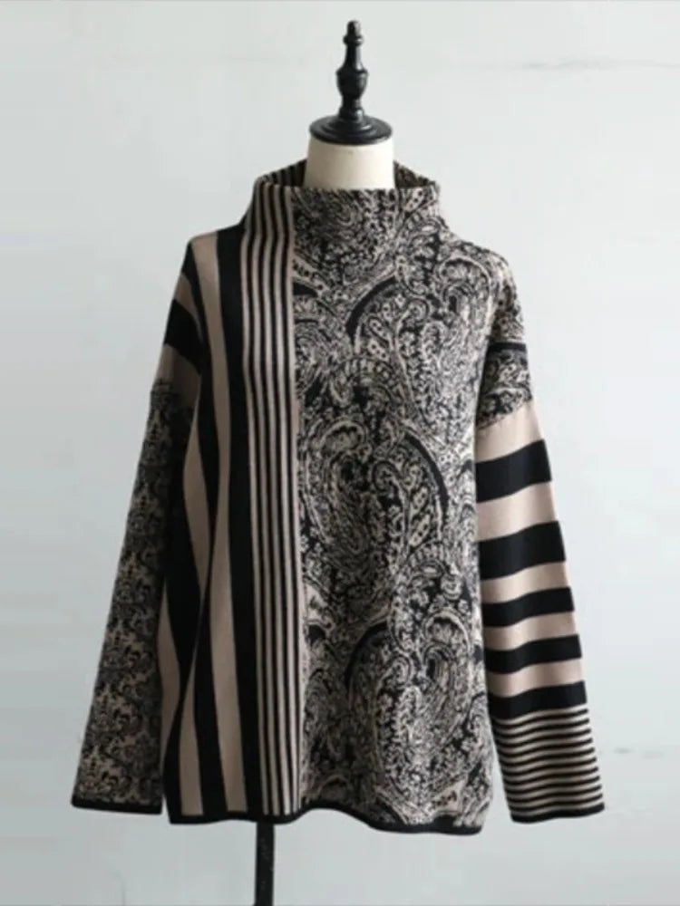 Gymystars Casual Autumn Two Piece Set Elegant Loose Striped Pullovers Column Knitting Skirts Fashion Trend Winter Skirts Suits