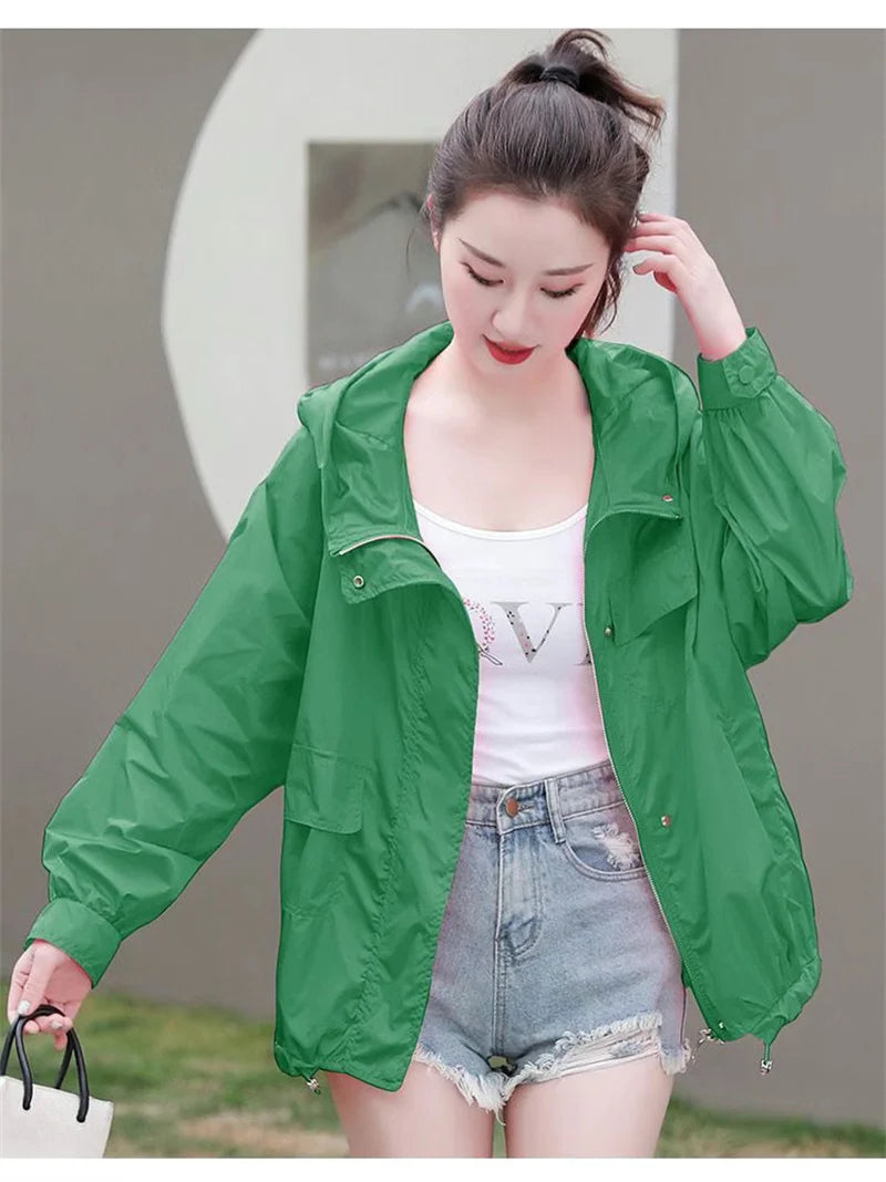 Casual Loose Fit Breathable Hooded Jacket for Women