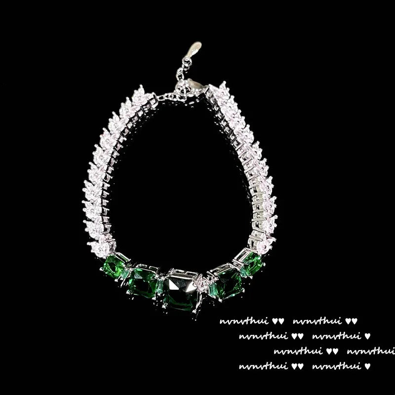 Delicate Green Zircon Wedding Jewelry Set for Women
