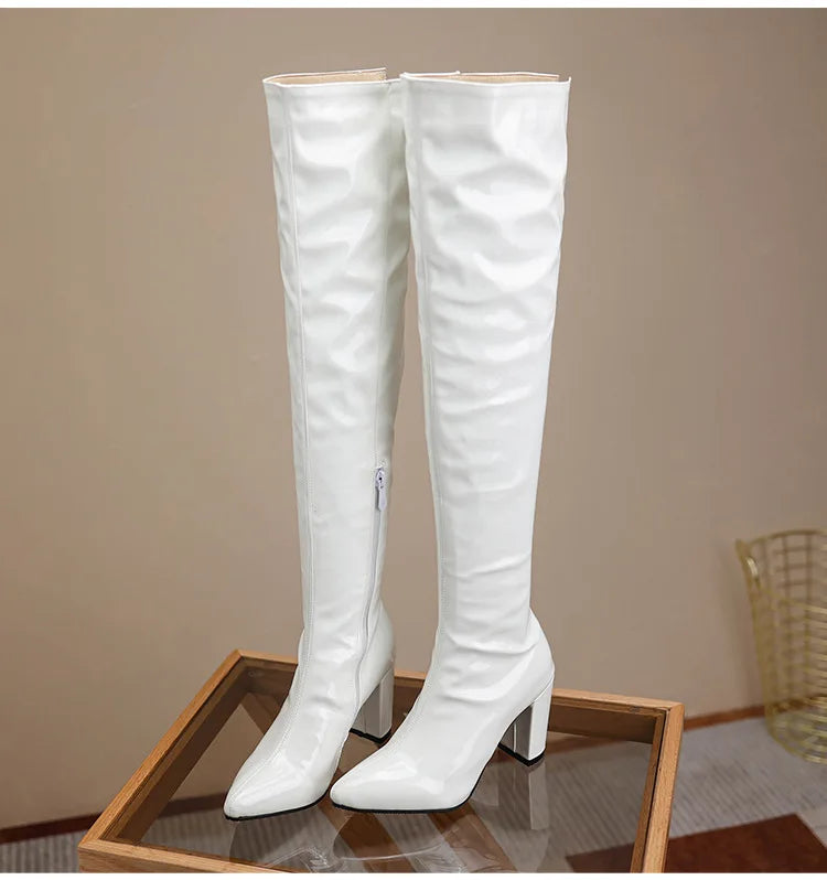 Sexy Over The Knee Boots Pointed Toe Zipper for Women
