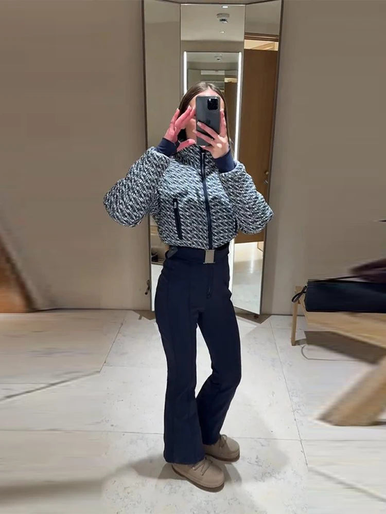 Fashion Print Thickened Cozy Winter Jumpsuit for Women