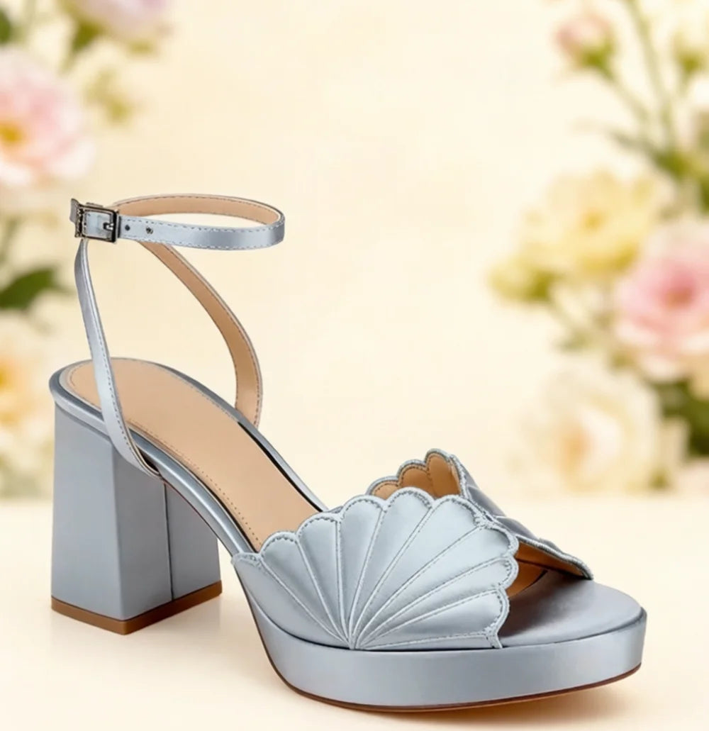 Satin Ankle Strap Platform Sandals