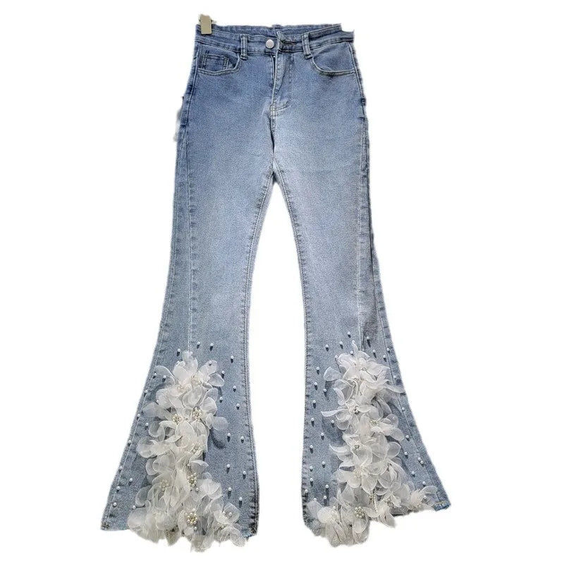 High Waist Floral Embroidered Jeans