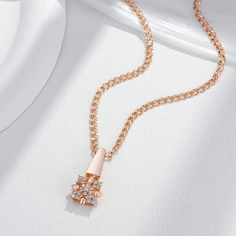 Rose Gold Crystal Flower Drop Earrings