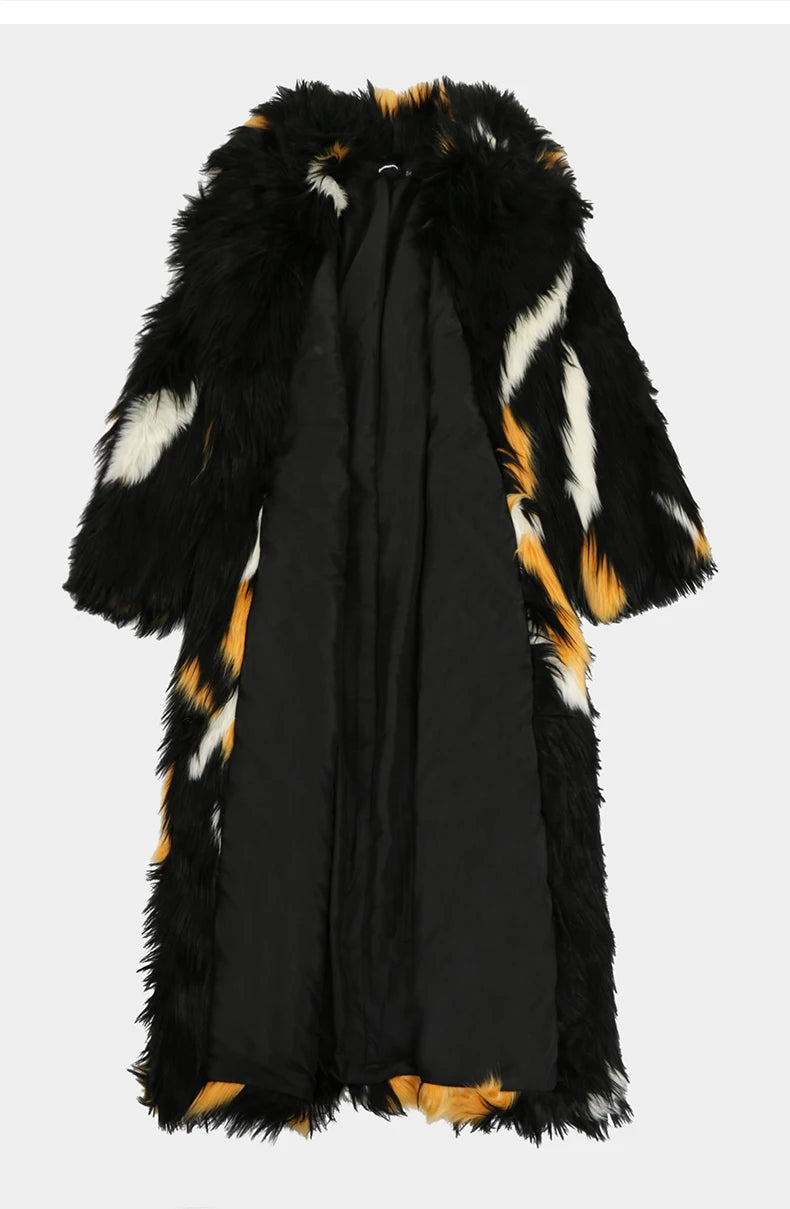 Soft Thick Mandarin Collar Faux Fox Fur Coat For Women