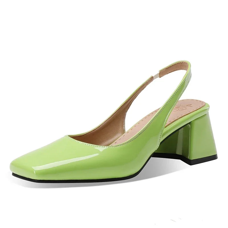 Elegant Bright Green Patent Leather Slingback Pumps for Women