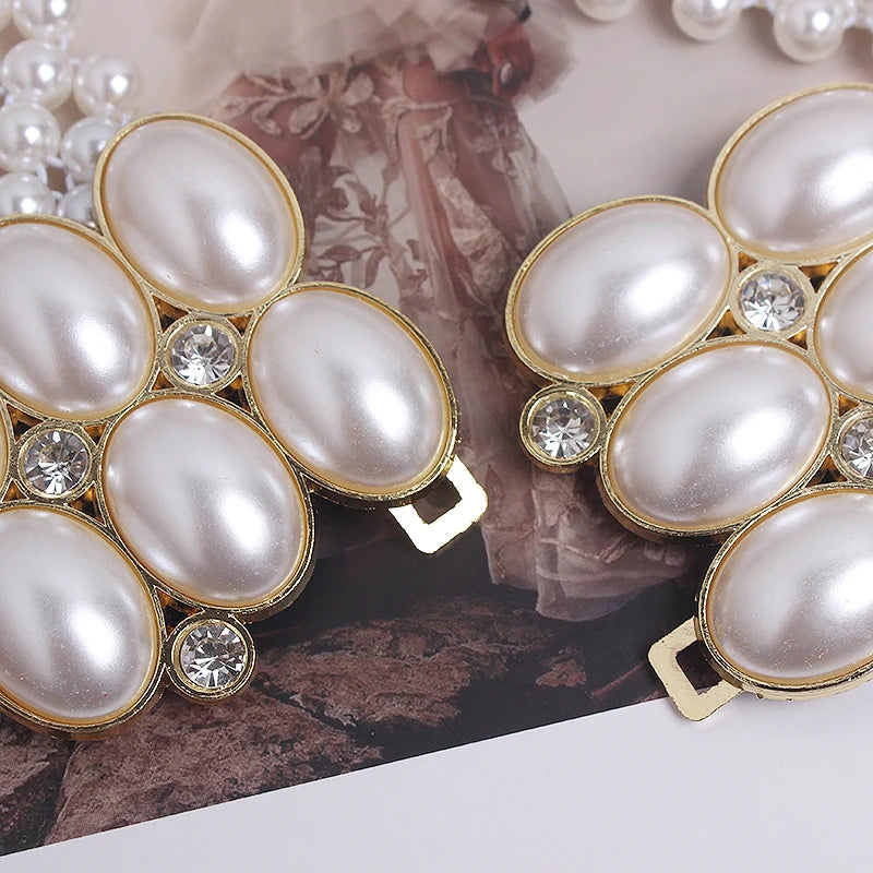 Pearl Embellished Elastic Waist Chain Belt for Women