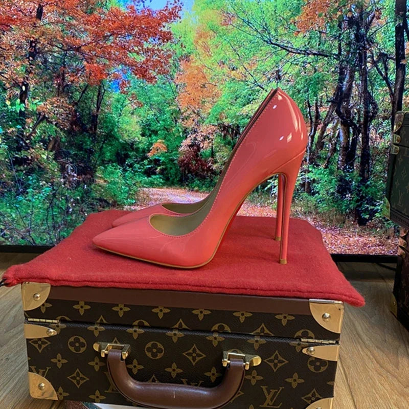 Pointed Patent Leather Slim High Heel Pumps for Women