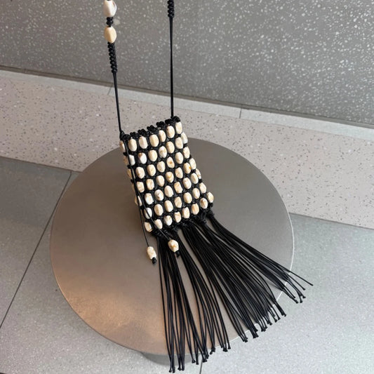 Crochet Beaded Rope Crossbody Bag