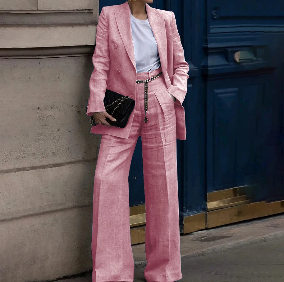 Double Breasted Classic Two Piece Suit Set for Women
