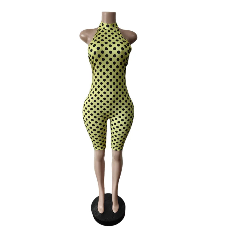 Colorful Patchwork Backless Bodycon Romper for Women