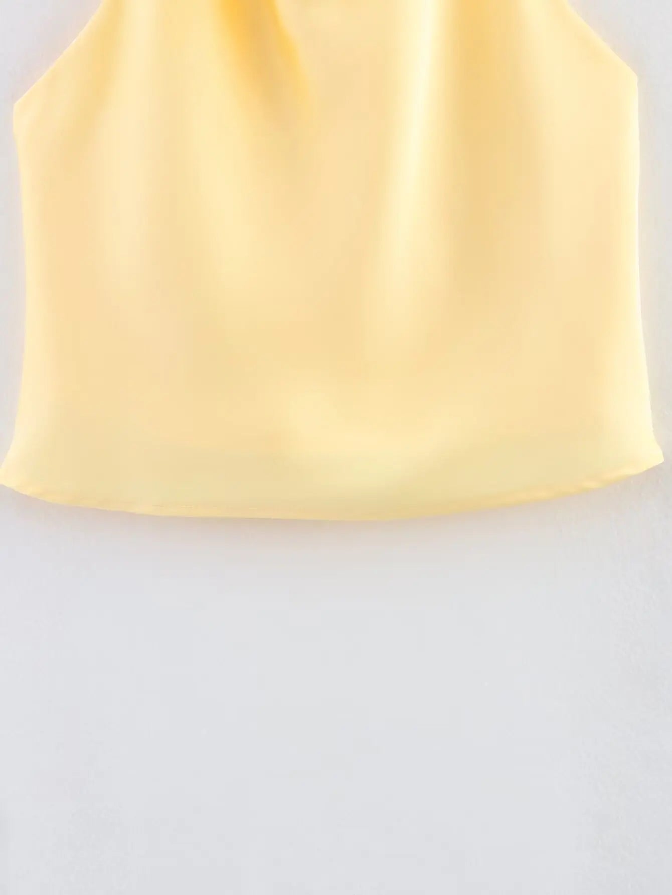 Sleek Solid Color Back Button Halter Neck Top for Women