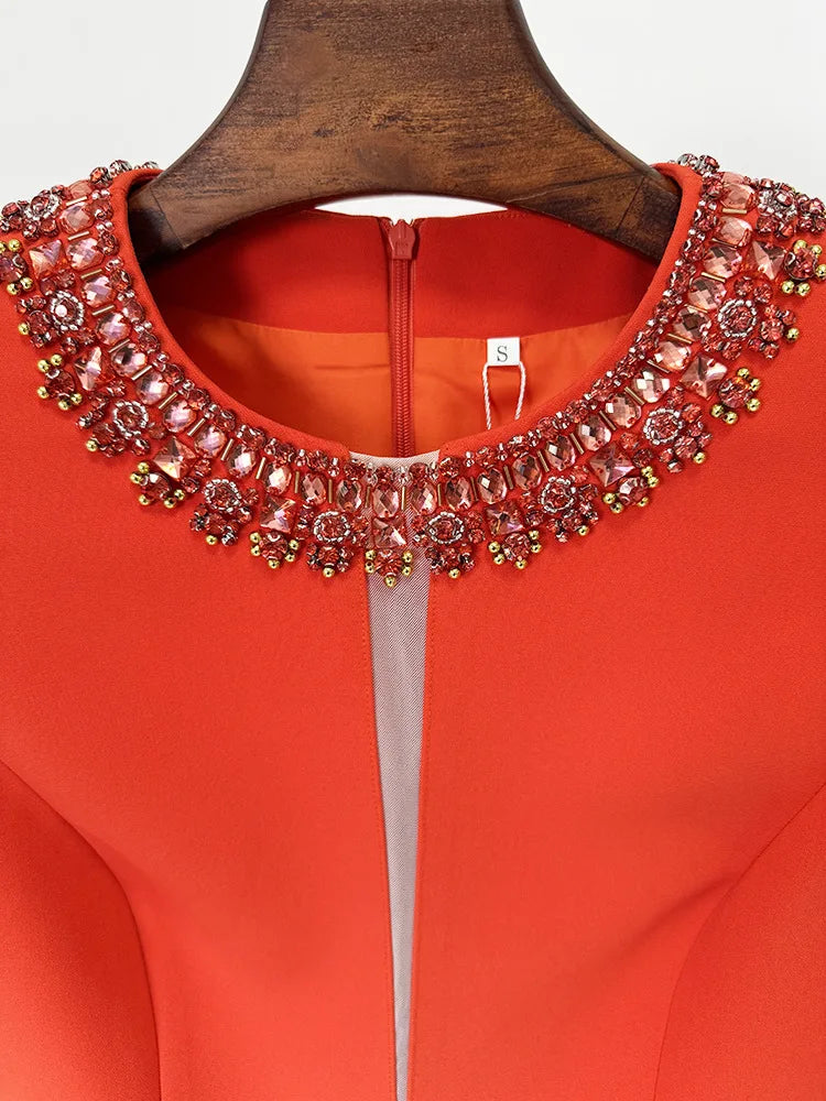 HIGH STREET Newest 2026 Designer Fashion Women's Colorful Diamond Beading Sleeveless  Tank Dress