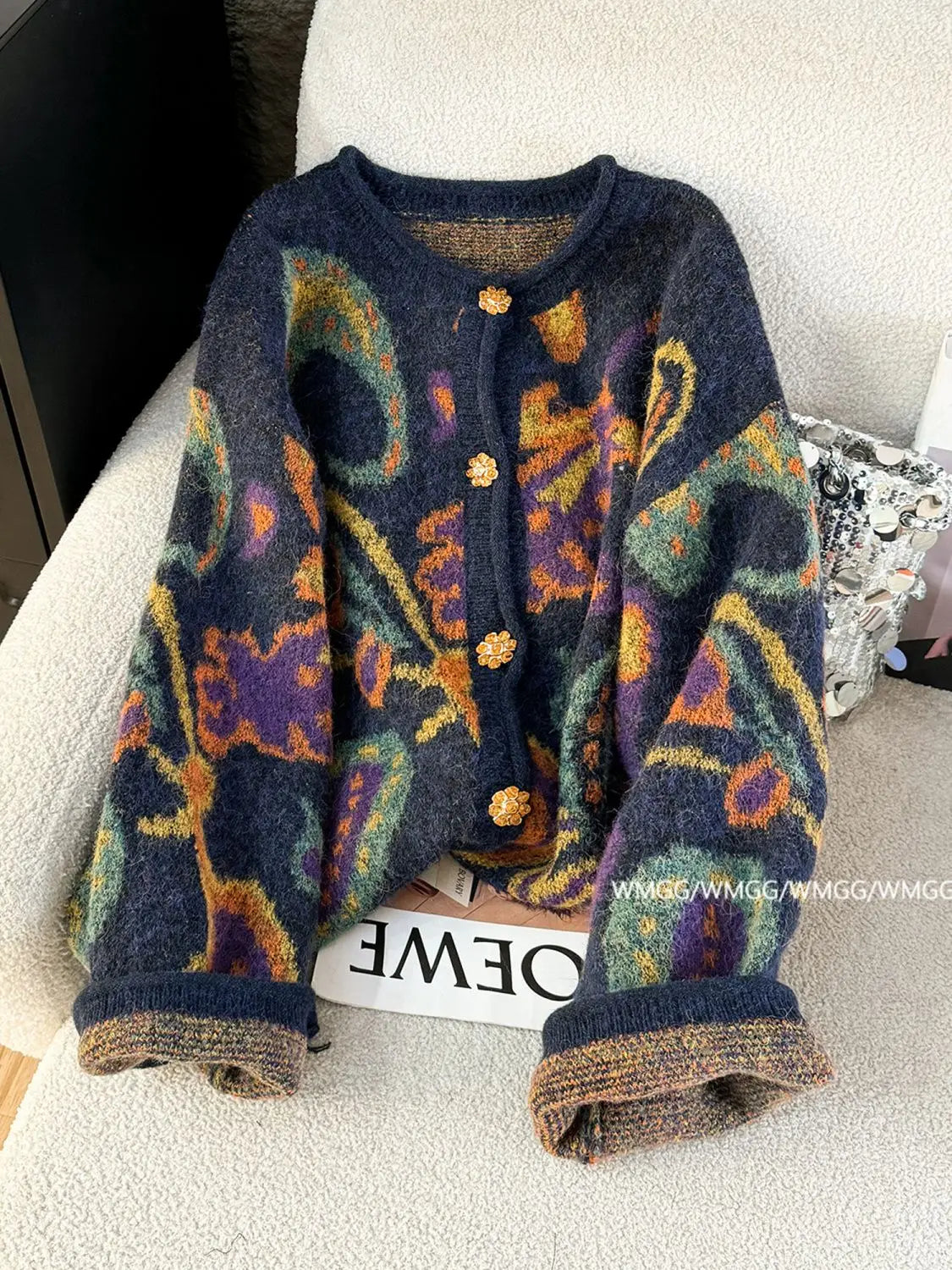 Soft Embroidered Thick Knit Cardigan Jacket for Women
