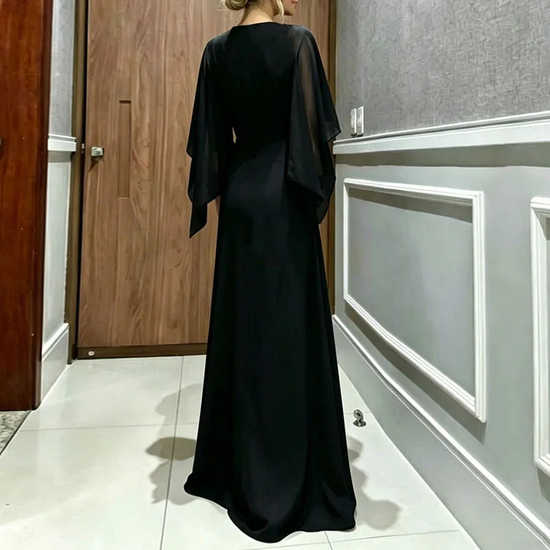 Sheer Flare Sleeve Two Piece Jumpsuit Set for Women