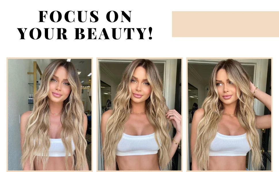 Synthetic Middle Part Wavy Lace Front Wig For Women