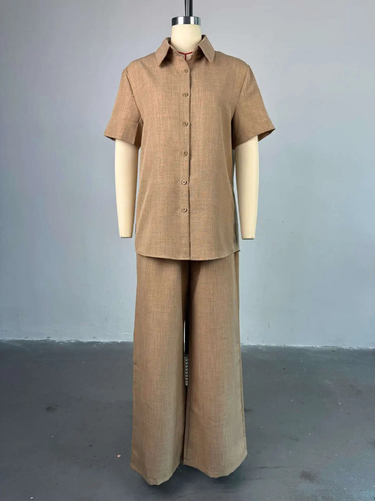 Casual Two Piece Shirt and Wide Leg Pants Set for Women