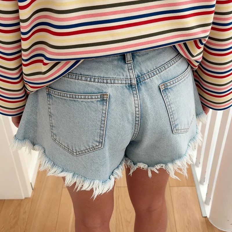 Frill Fringe Design Polka Dot Print Shorts for Women