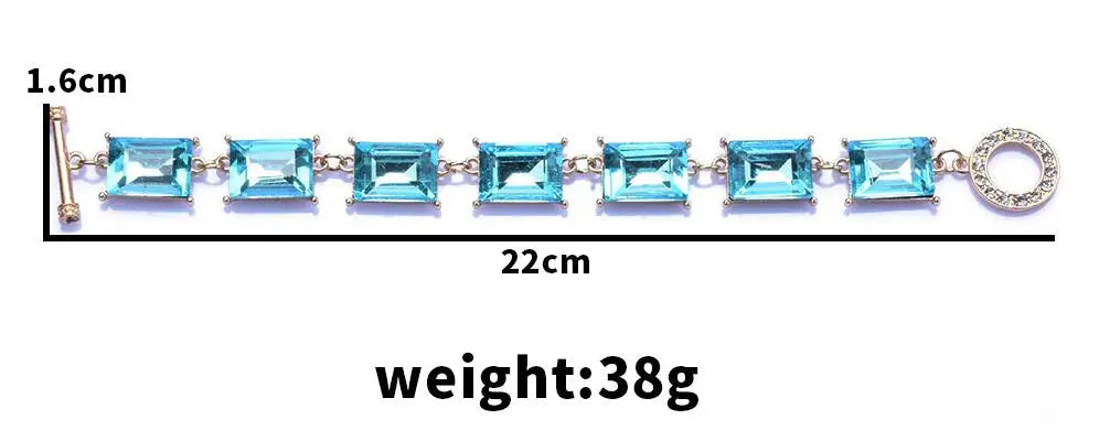 Multicolor Square Crystal Charm Bracelet for Women